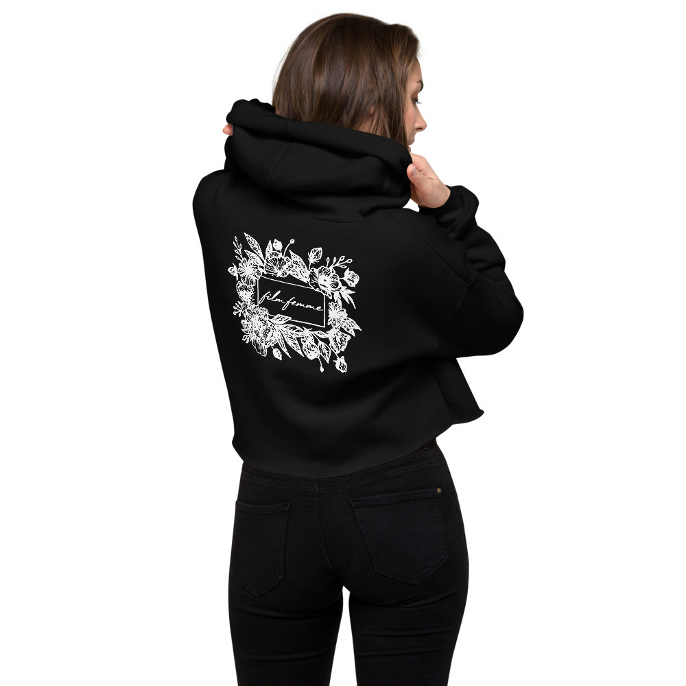 Floral Film Femme Crop Hoodie